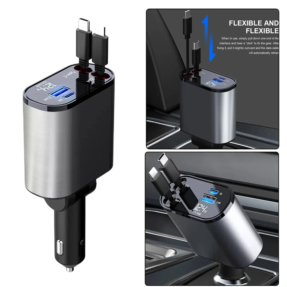 Fast Charge Retractable Car Charger